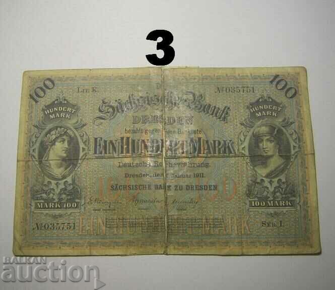 Sachsische bank 100 mark 1911 Germany