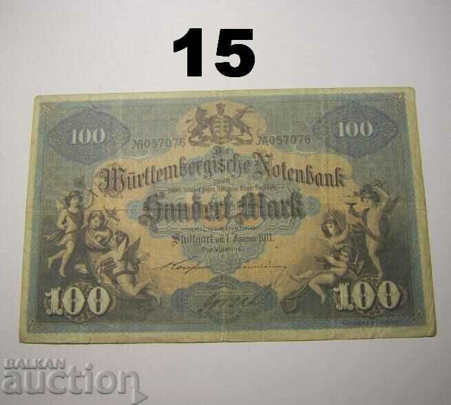 Wurttembergische Notenbank 100 mark 1911 Germany