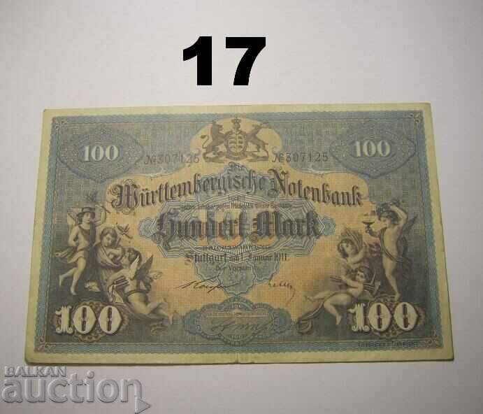 Wurttembergische Notenbank 100 mark 1911 Германия