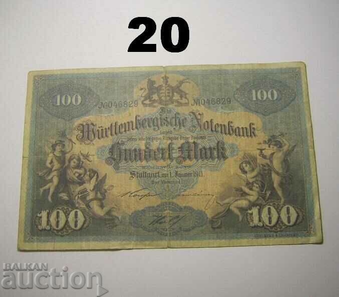 Wurttembergische Notenbank 100 mark 1911 Германия