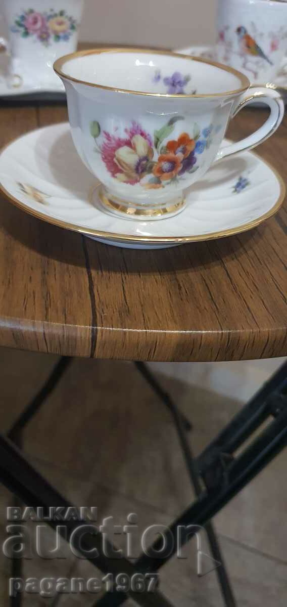 Double porcelain cup and saucer sets