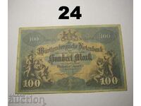 Wurttembergische Notenbank 100 mark 1911 Германия