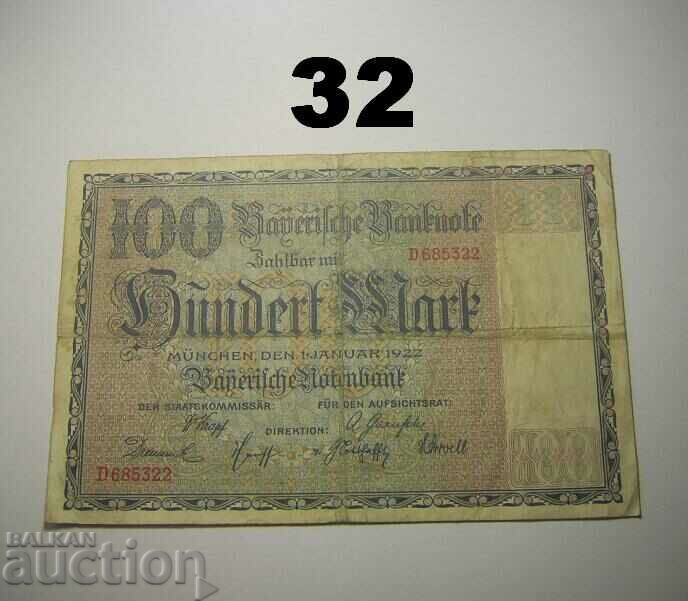 Bayerische Notenbank 100 mark 1922 Германия