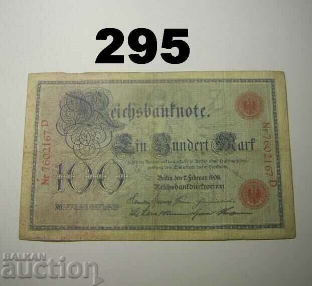 Berlin 100 mark 1908 (25mm) Fine Германия