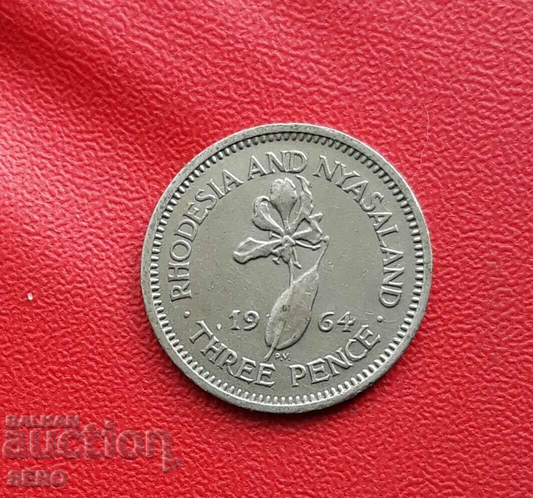 Rhodesia și Nyasaland-3 pence 1964