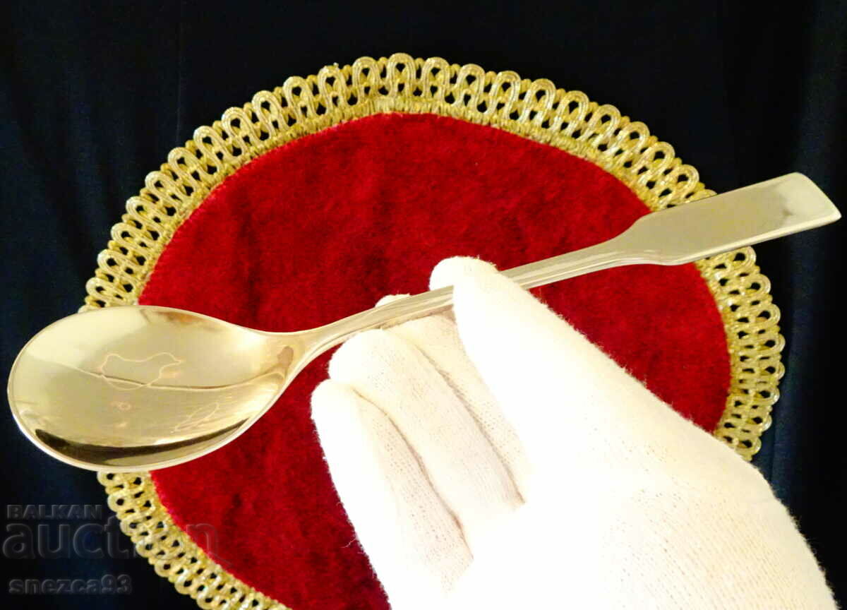 Italian silver plated serving spoon.