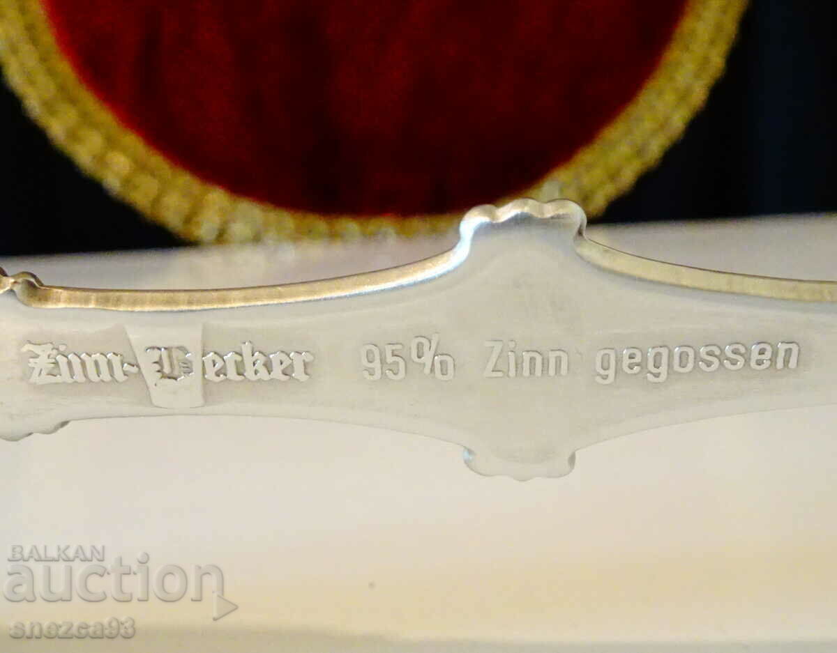 Lingură de cositor, cal în picioare, viță de vie, struguri, baroc - 5