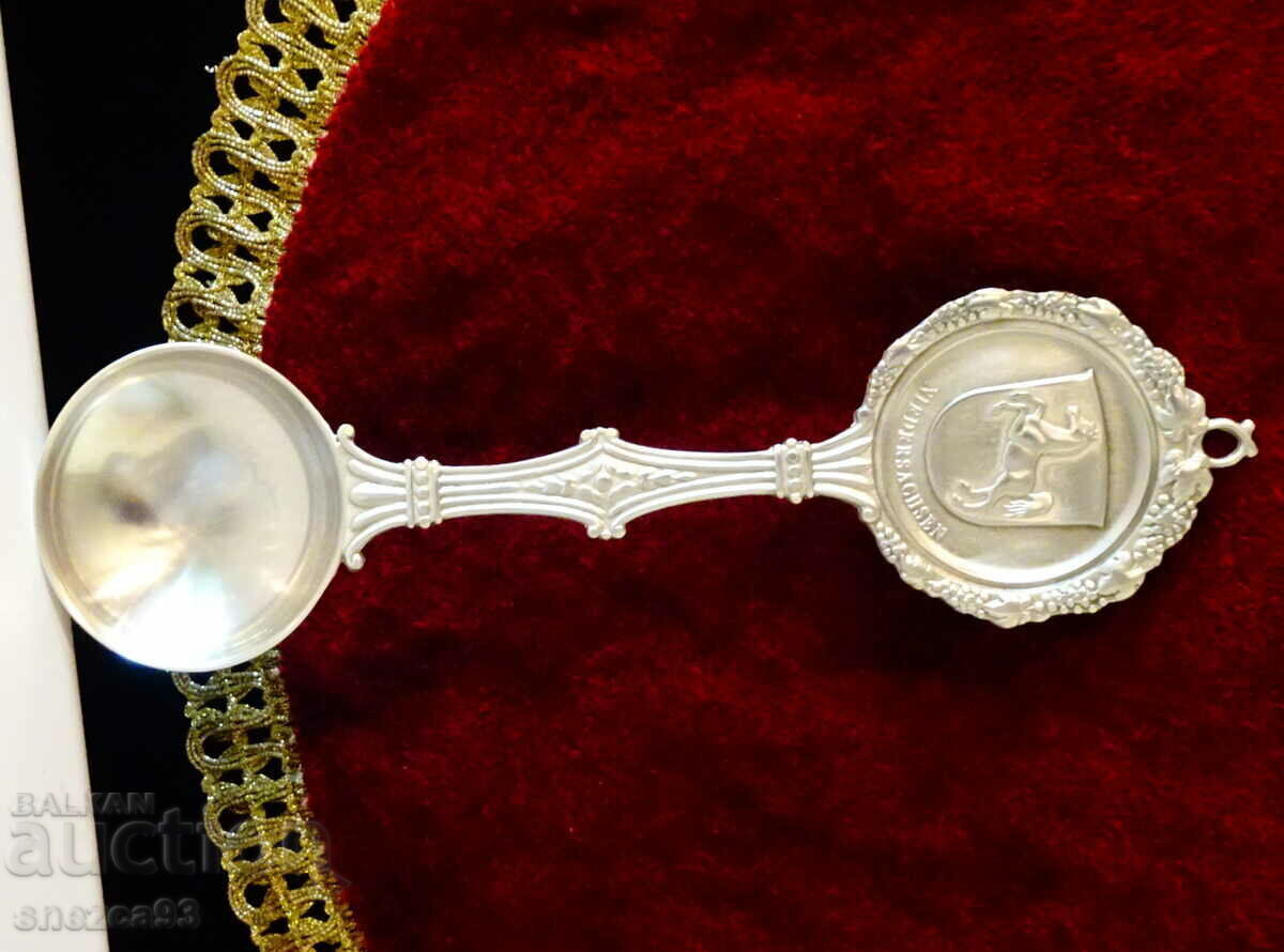 Lingură de cositor, cal în picioare, viță de vie, struguri, baroc - 6