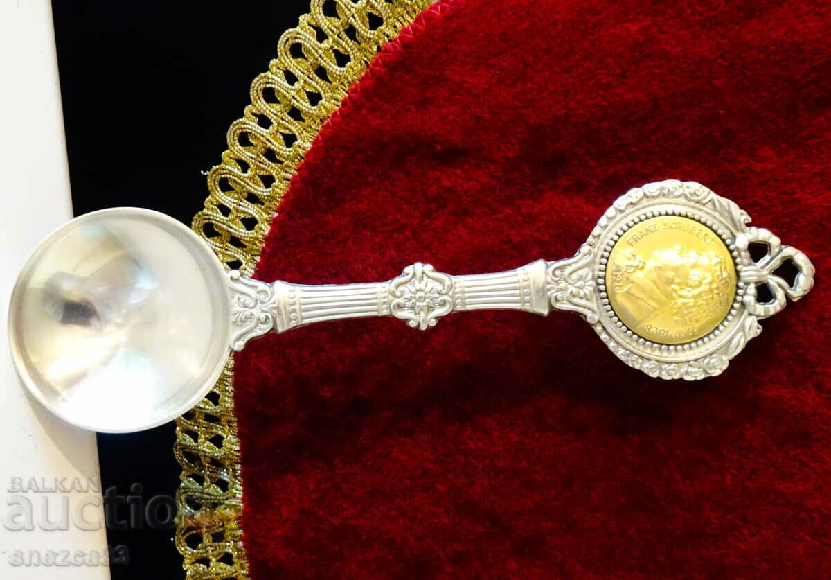 WMF pewter spoon for Schubert, gilt.