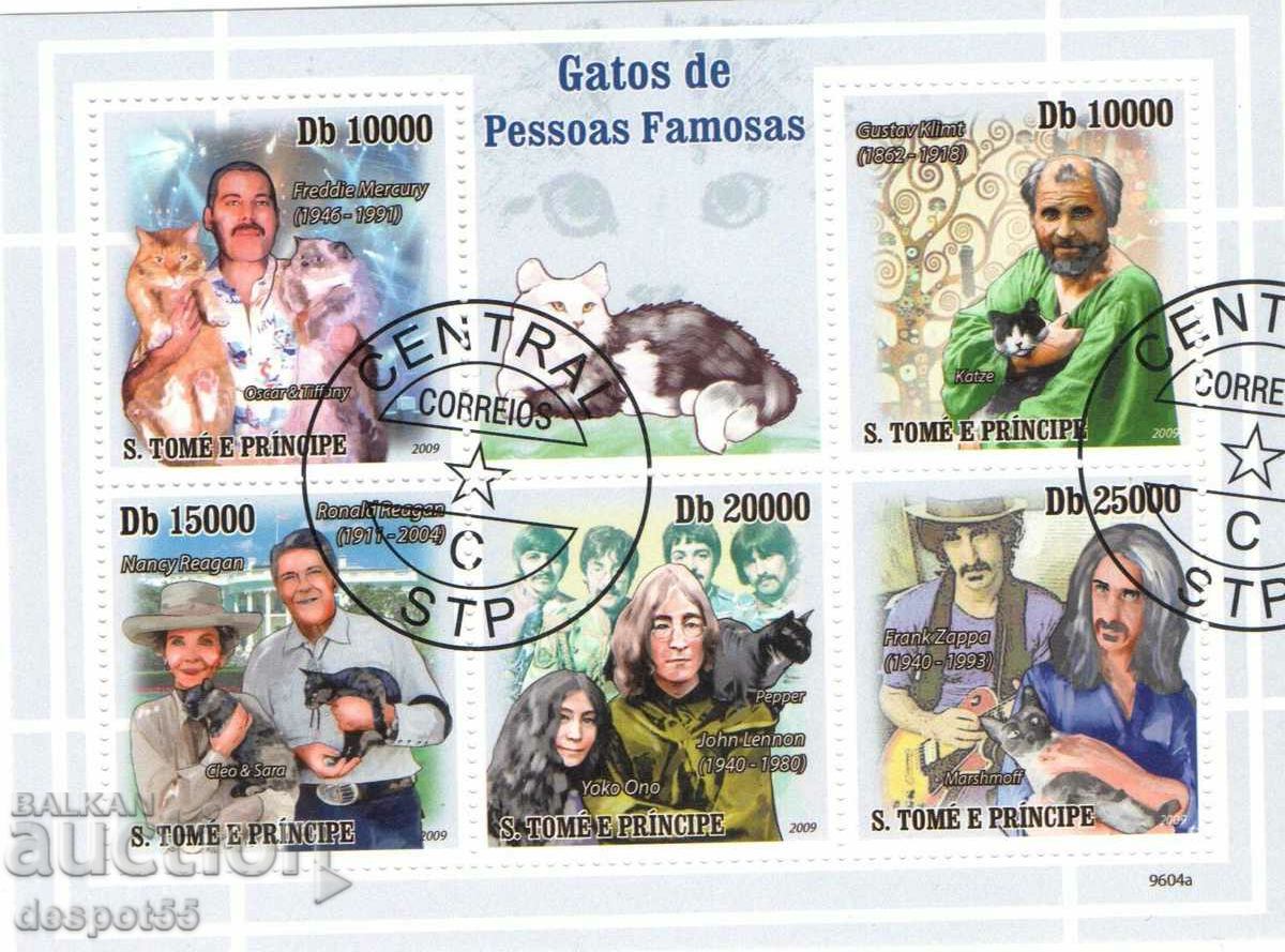 2009 Sao Tome and Princ... Πανίδα - Γάτες και οι ιδιοκτήτες τους. Φραγμός