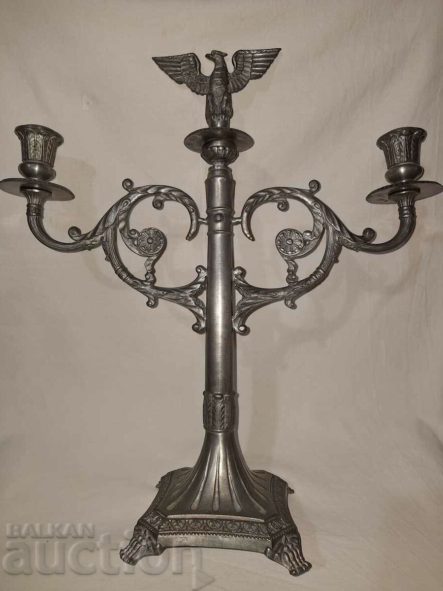 Old large heavy branded candle holder