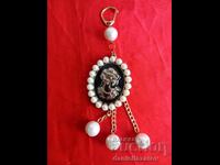 Large CAMEO Pendant with Pearls