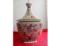 Old Large Chinese Urn, Dish Vase, Marked!