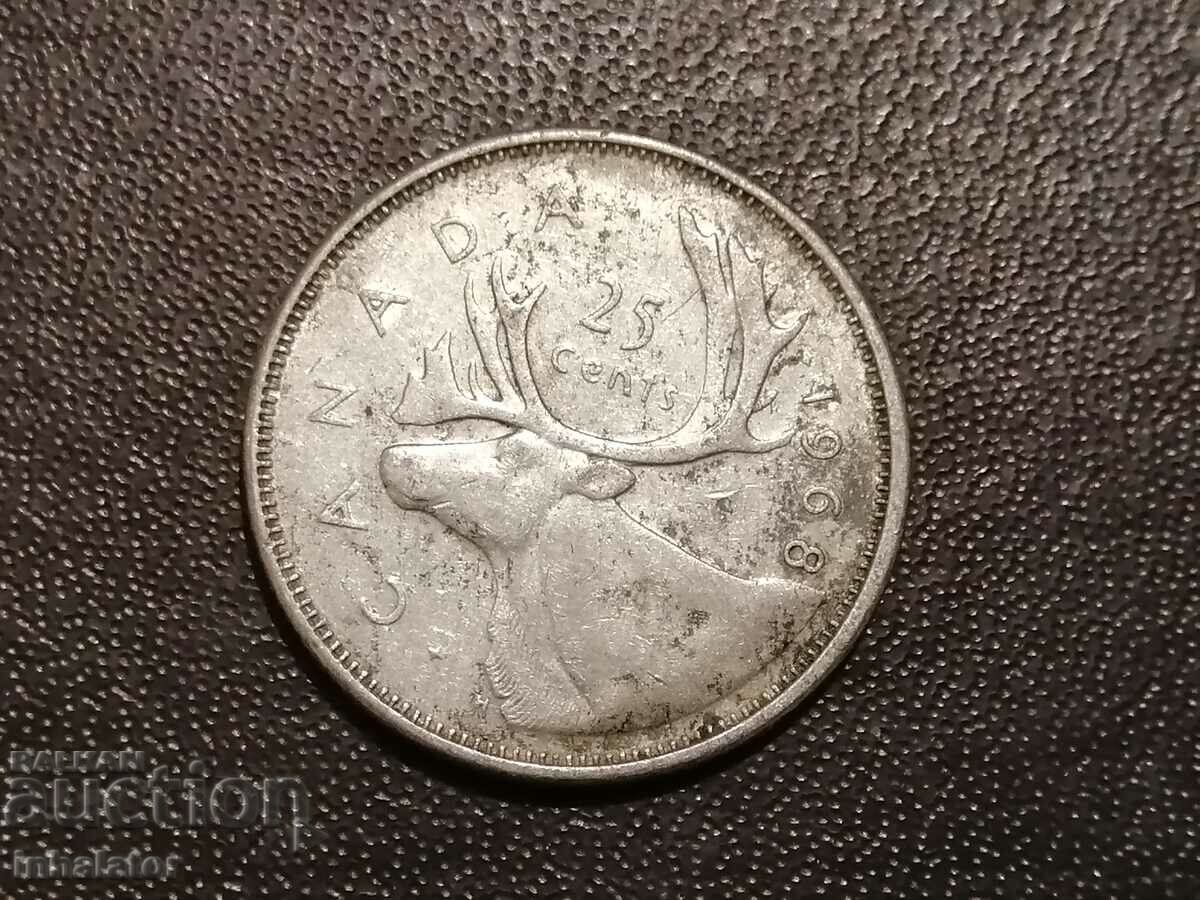 1968 25 cent Canada silver