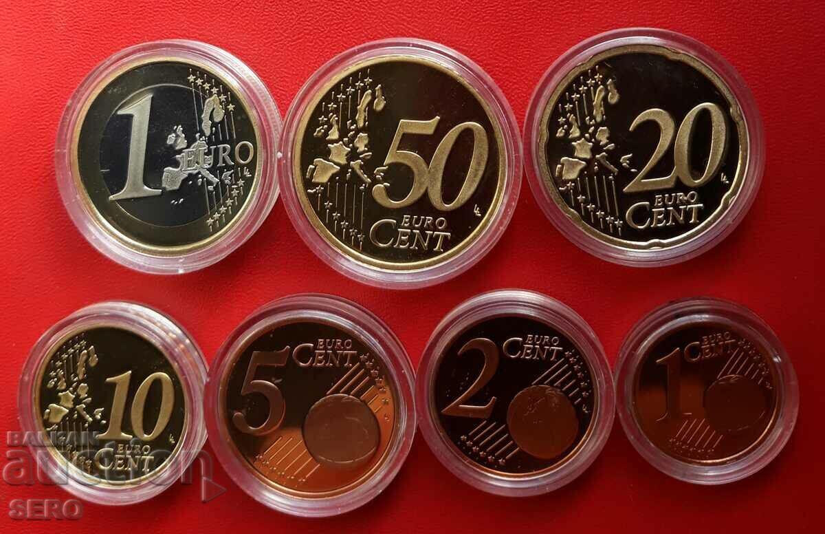 Netherlands-Lot 7 Euro Coins-Matte-Gloss 2001