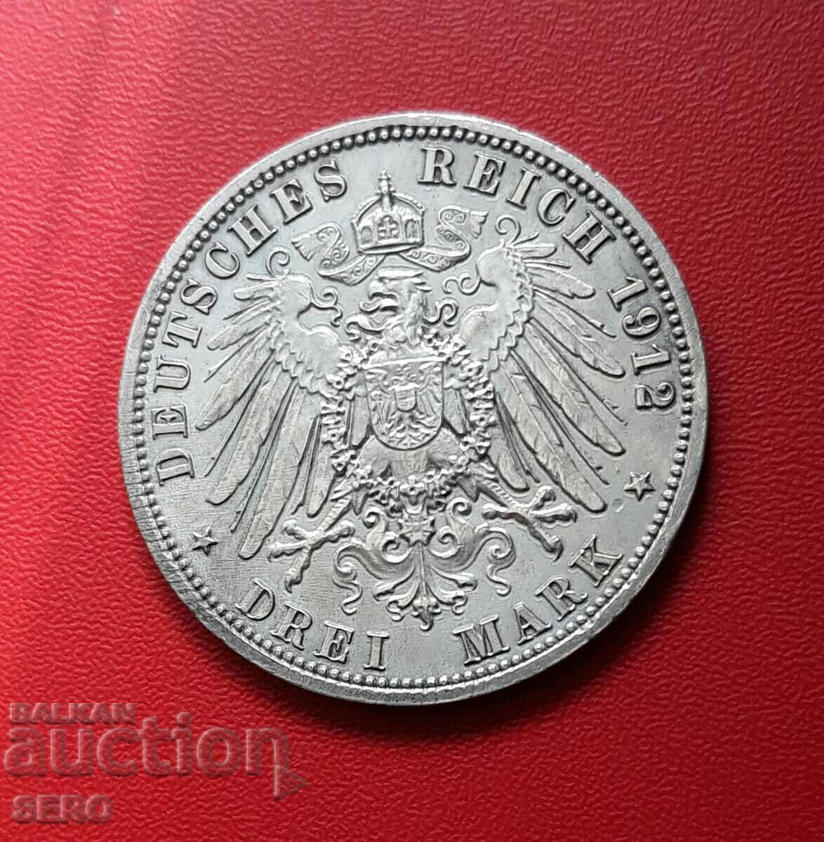 Germany-Prussia-3 Marks 1912