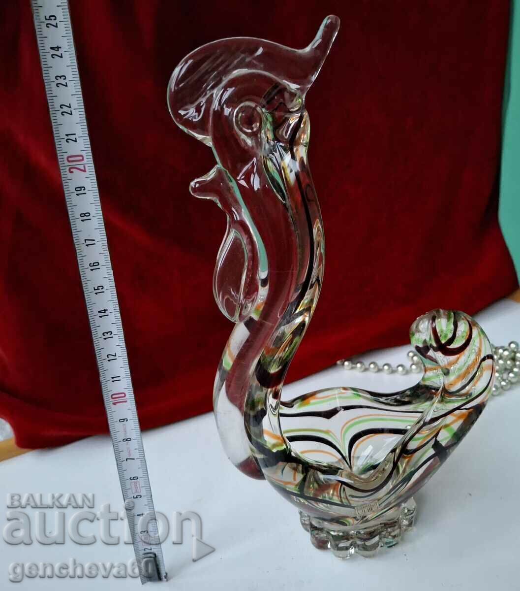 Figurină vintage mare Cocoș stil Murano