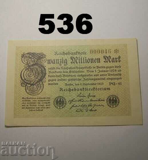 Berlin 20 millionen mark 1923 AUNC Germany