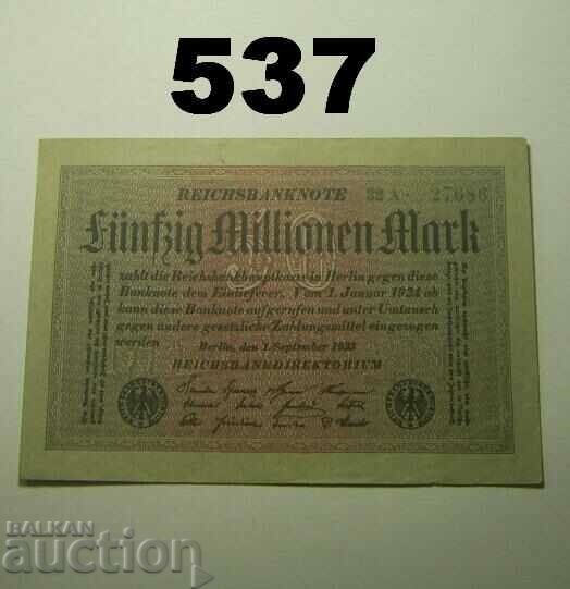 Berlin 50 millionen mark 1923 XF+ 5-stelling!