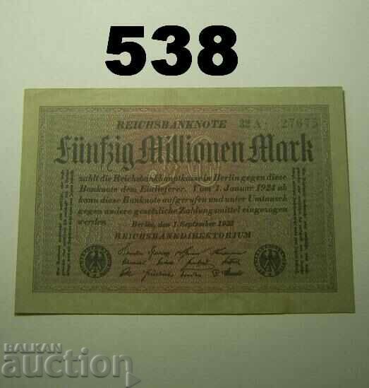 Berlin 50 millionen mark 1923 XF+ 5-stelling!