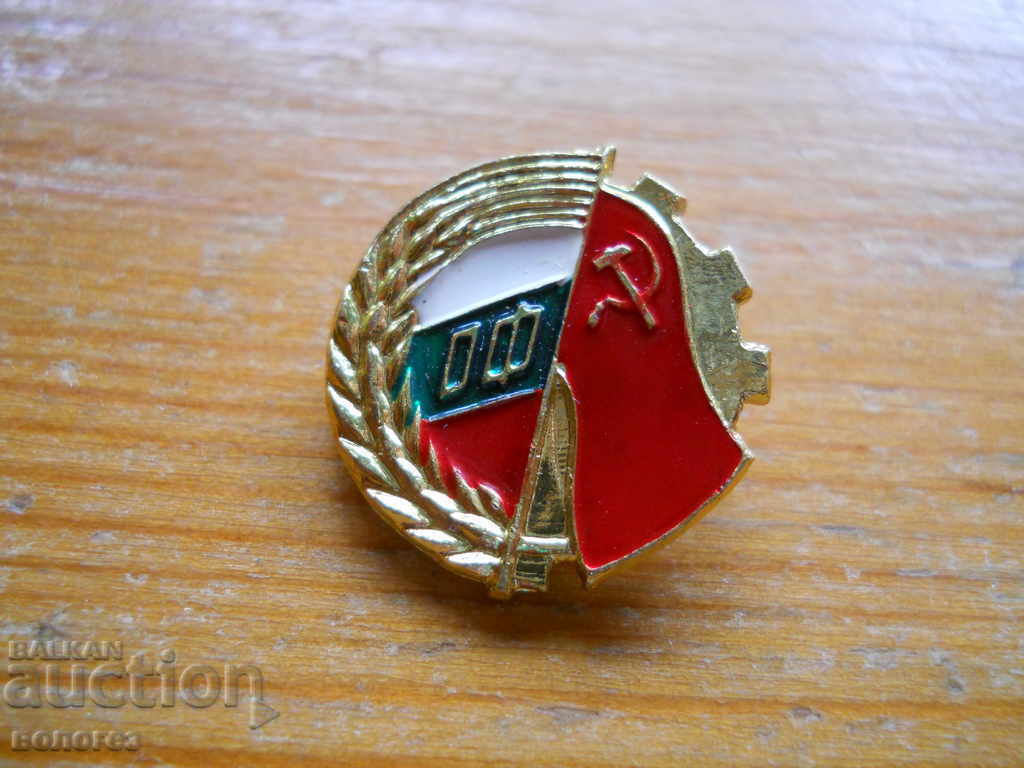 Old badge "OF" (bronze / enamel)