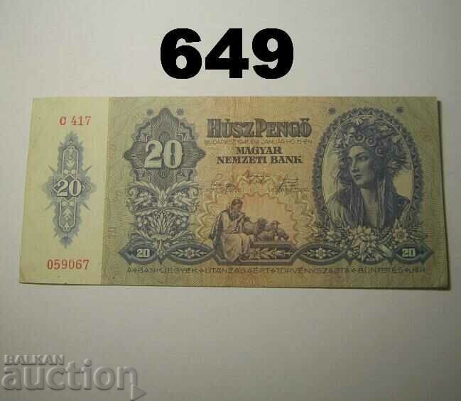 Ungaria 20 Pengo 1941 VF+