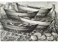 Picture, drawing, boats BZC