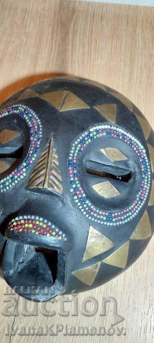 Wood carving Africa mask ironwork brass - 5 Wood carving Africa mask ironwork brass - 5