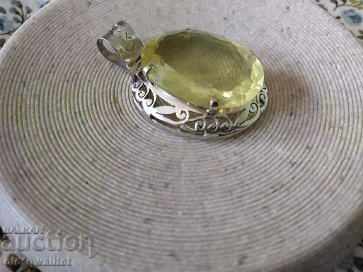 Delivery of Exquisite Locket pendant with huge Citrine, 925 silver Delivery of Exquisite Locket pendant with huge Citrine, 925 silver