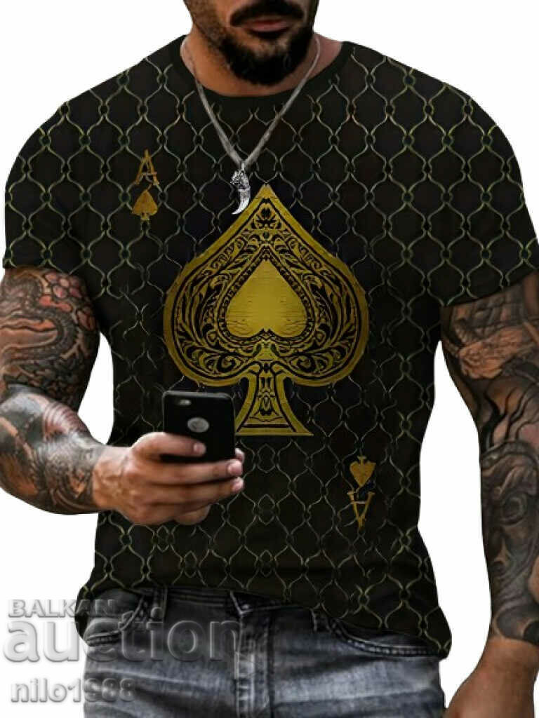 Tricou cu imprimeu grafic Ace of Spades pentru bărbați