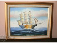 Sailboat in the sea - a magnificent picture in a frame