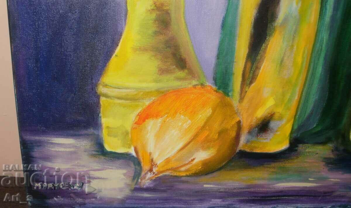 Delivery of Modern Still Life from 1995 - signed oil on canvas Delivery of Modern Still Life from 1995 - signed oil on canvas