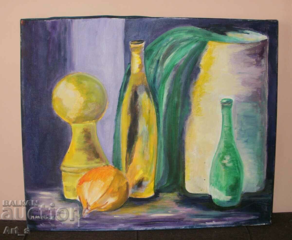 Modern Still Life from 1995 - signed oil on canvas