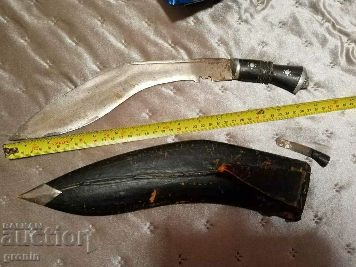 Old knife, large military, combat Kukri, Nepal, bone, cania, Old knife, large military, combat Kukri, Nepal, bone, cania,
