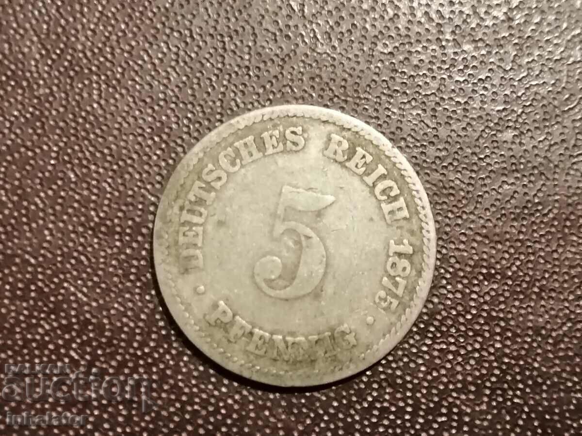 1875 anul 5 pfennig A Germania