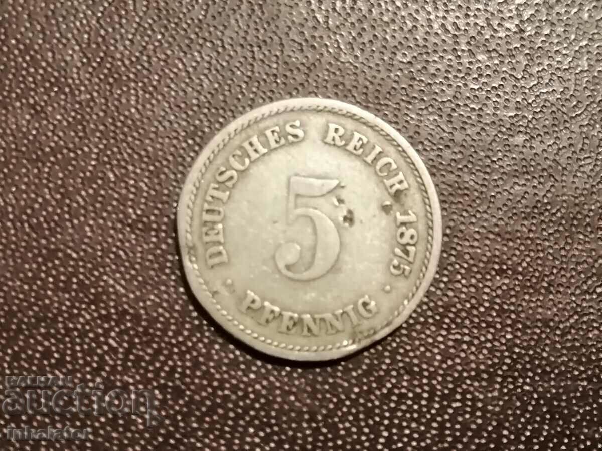 1875 anul 5 pfennig A Germania