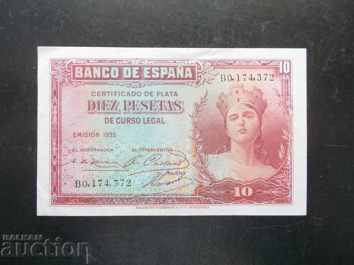 SPAIN, 10 pesetas, 1935