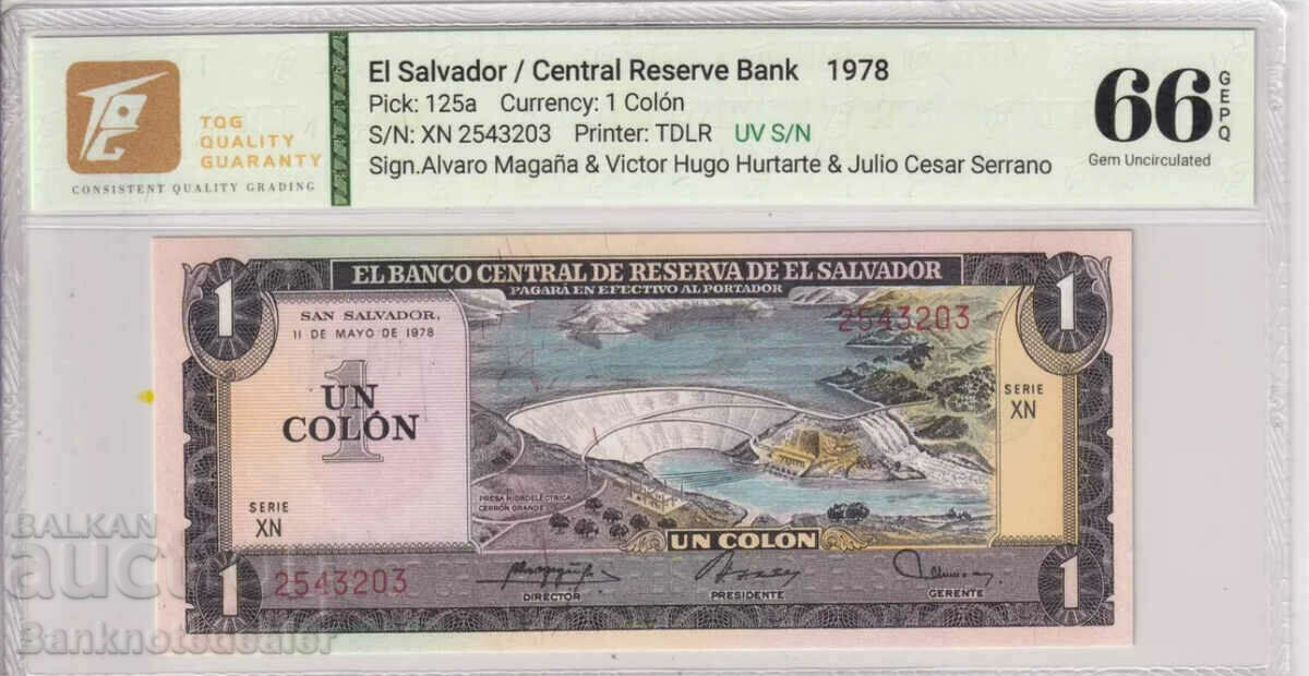 El Salvador 1 Colon 1978 Pick 125 TQG 66