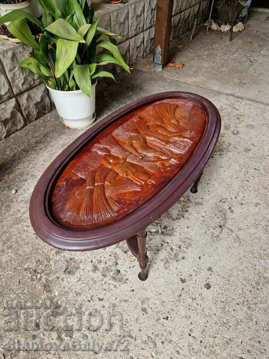 Wonderful antique wood carving coffee table - 5