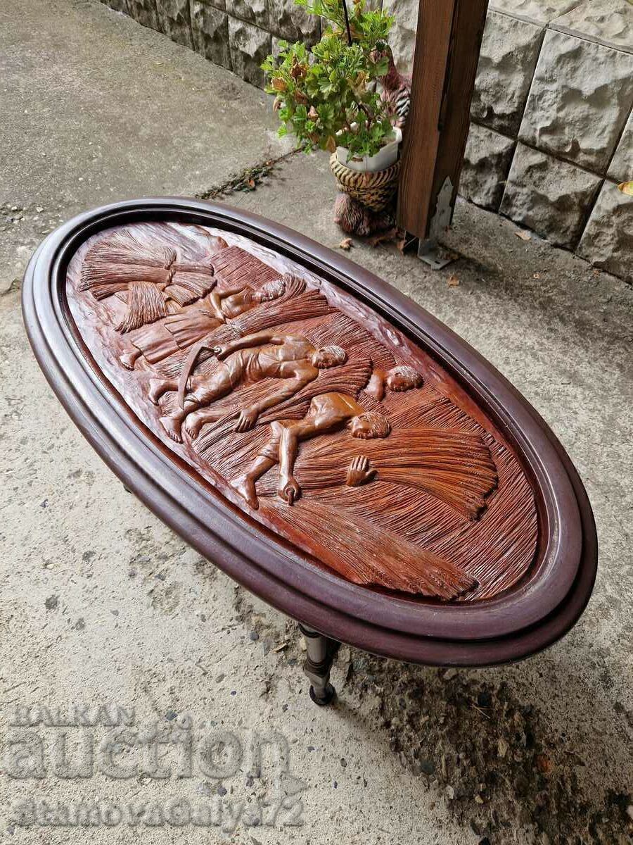 Wonderful antique wood carving coffee table - 6