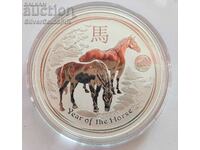 1 oz Silver 1$ Year of the Horse with Leo 2014 Lunar Australia