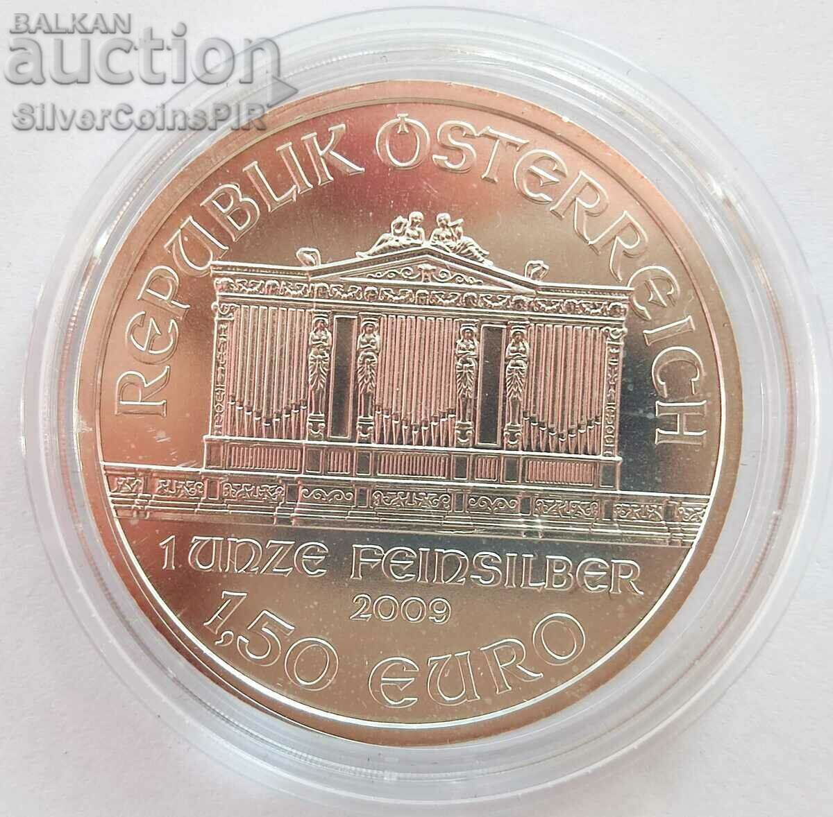 1 oz Silver 1,5 Euro Φιλαρμονική Βιέννης 2009 Αυστρία