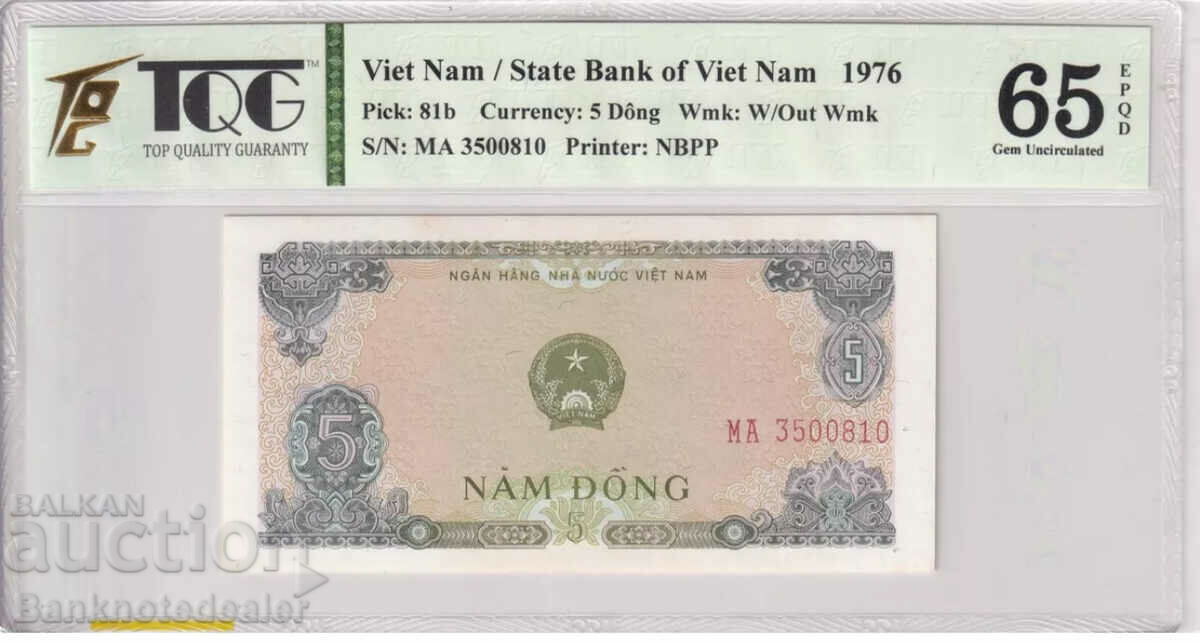 Vietnam 5 Dong 1976 Pick 81b PMG 65