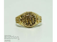 Royal Military Officer Gold Ring 6th G. Regiment Diamonds