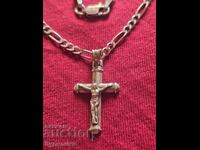 Silver chain with cross 925 sample. 50cm