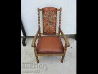 Beautiful solid wood chair with natural printed leather!