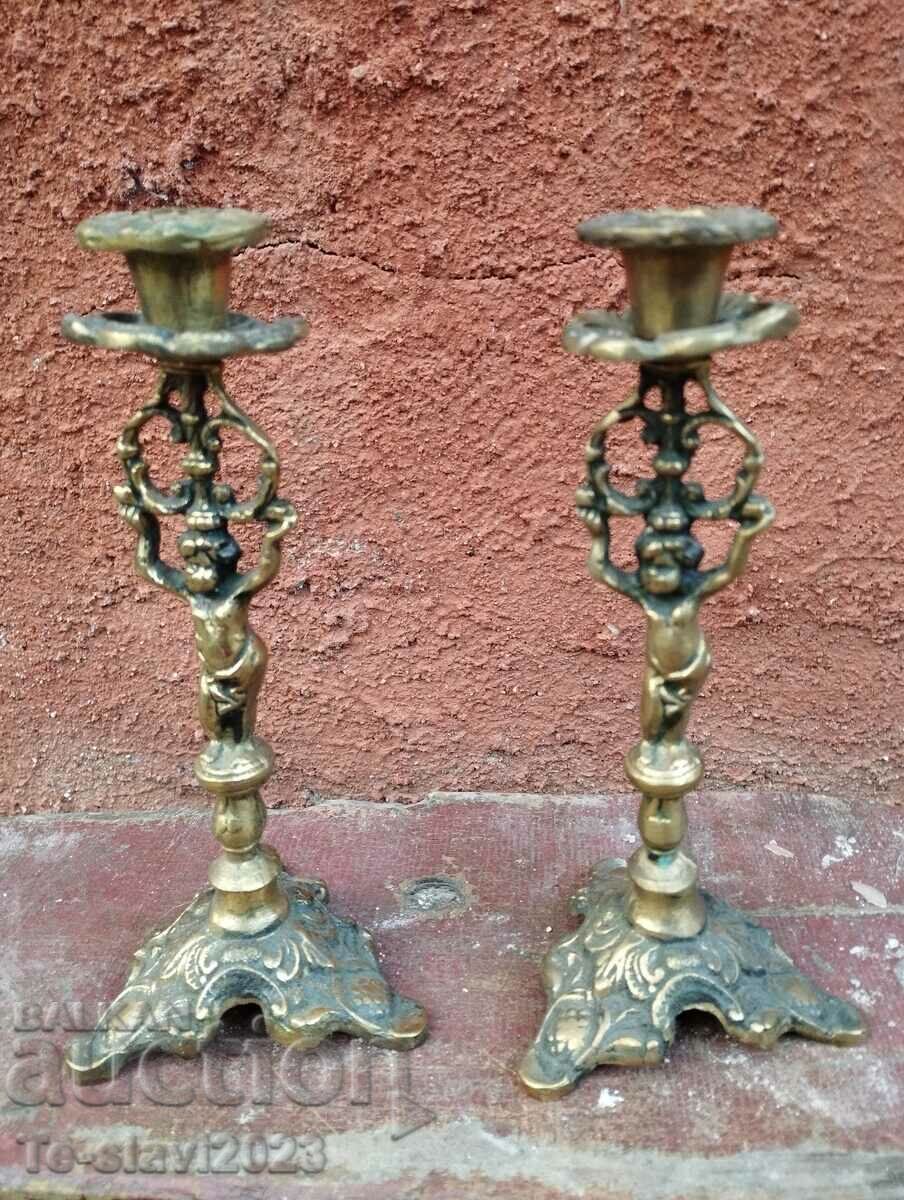 Lot of two Bronze Candlesticks