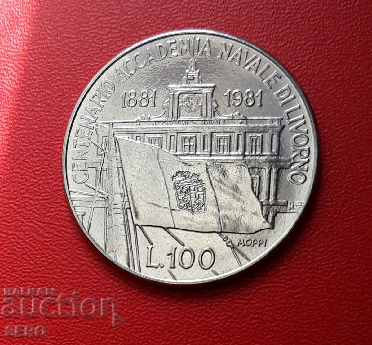 Italy-100 lire 1981-100 Maritime Academy in Livorno