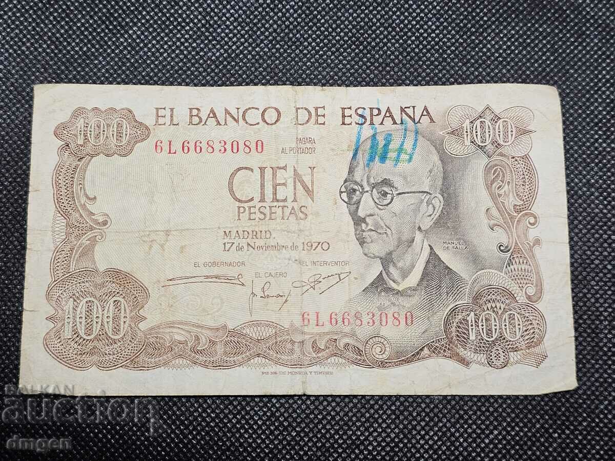 100 pesetas Spania 1970