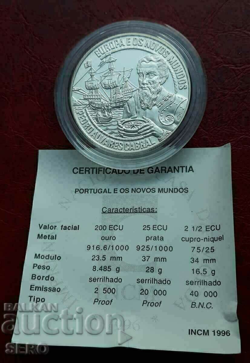 Portugalia-25 ECU 1996-foarte rar-tir 20.000 buc